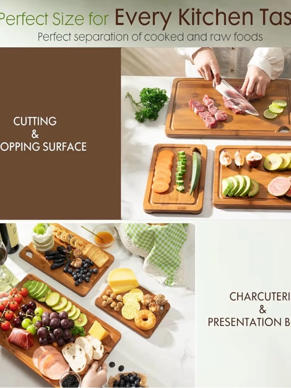 Bamboo Cutting Board Set - Natural Brown
